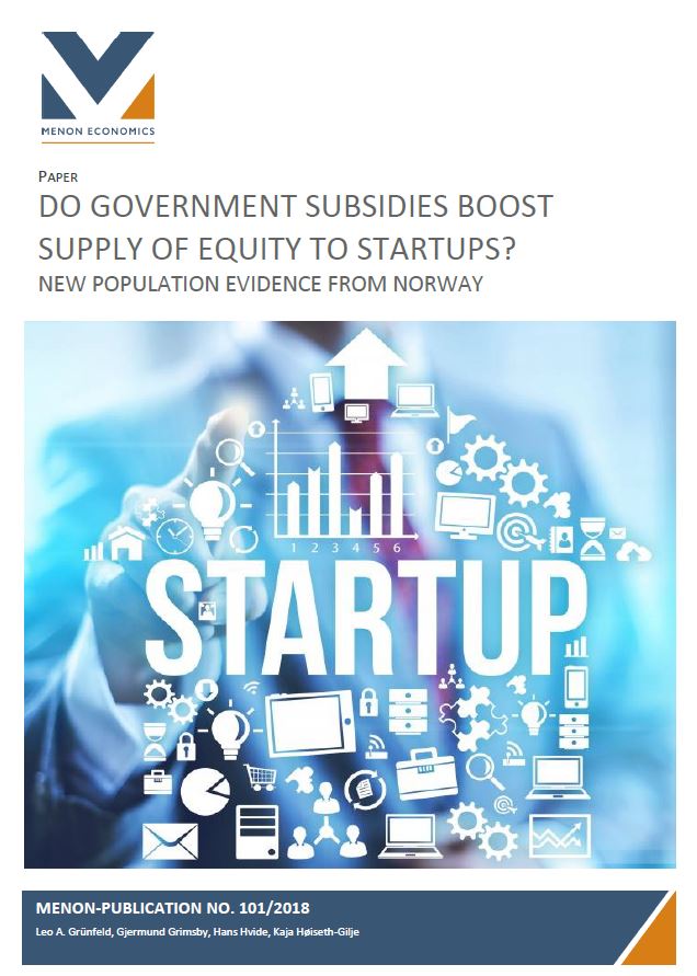 Government support to startups and supply of new equity capital