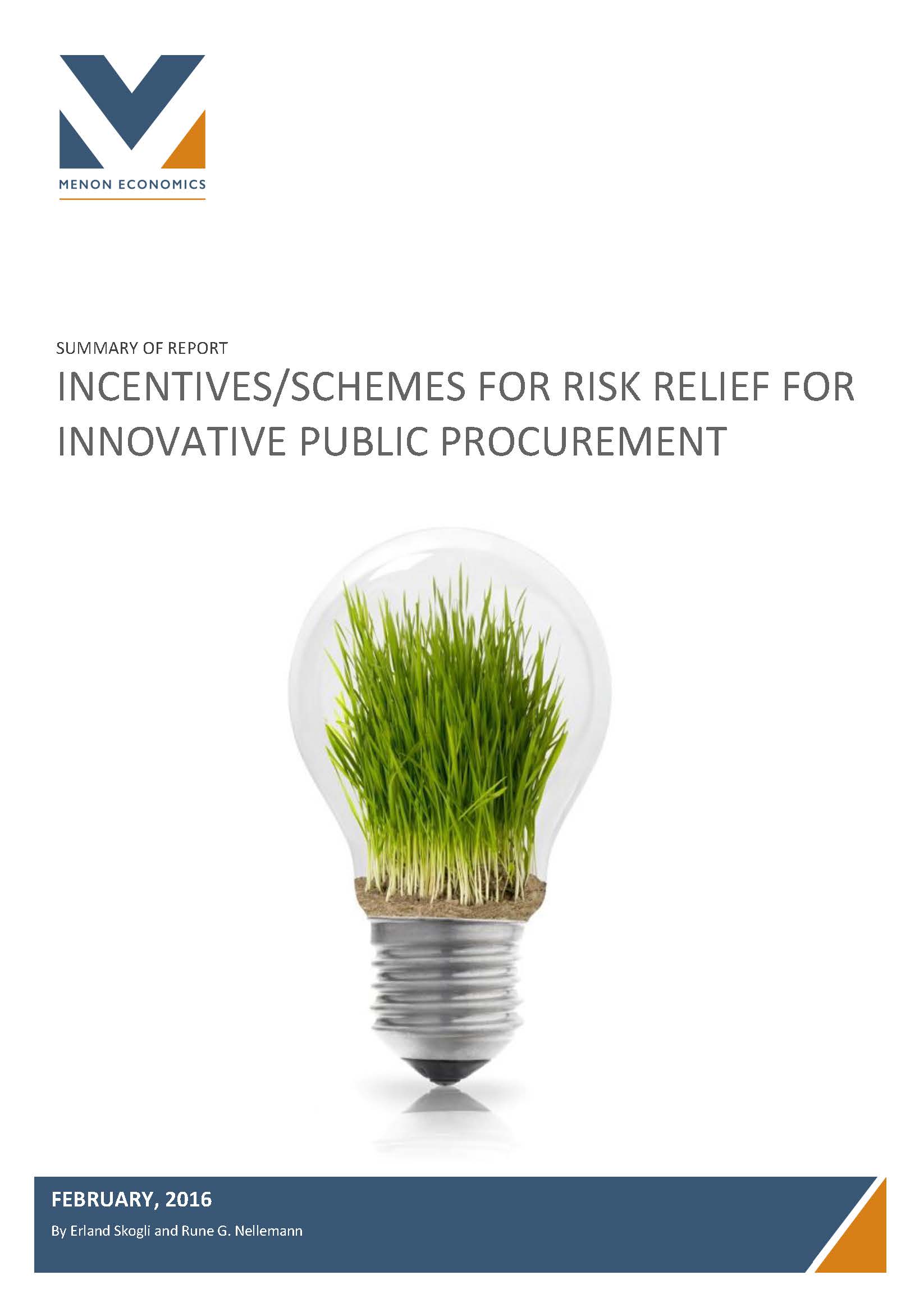 Report summary – Incentives/schemes for risk relief for innovative public procurement