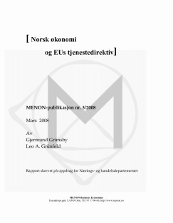 Norsk økonomi og EUs tjenestedirektiv